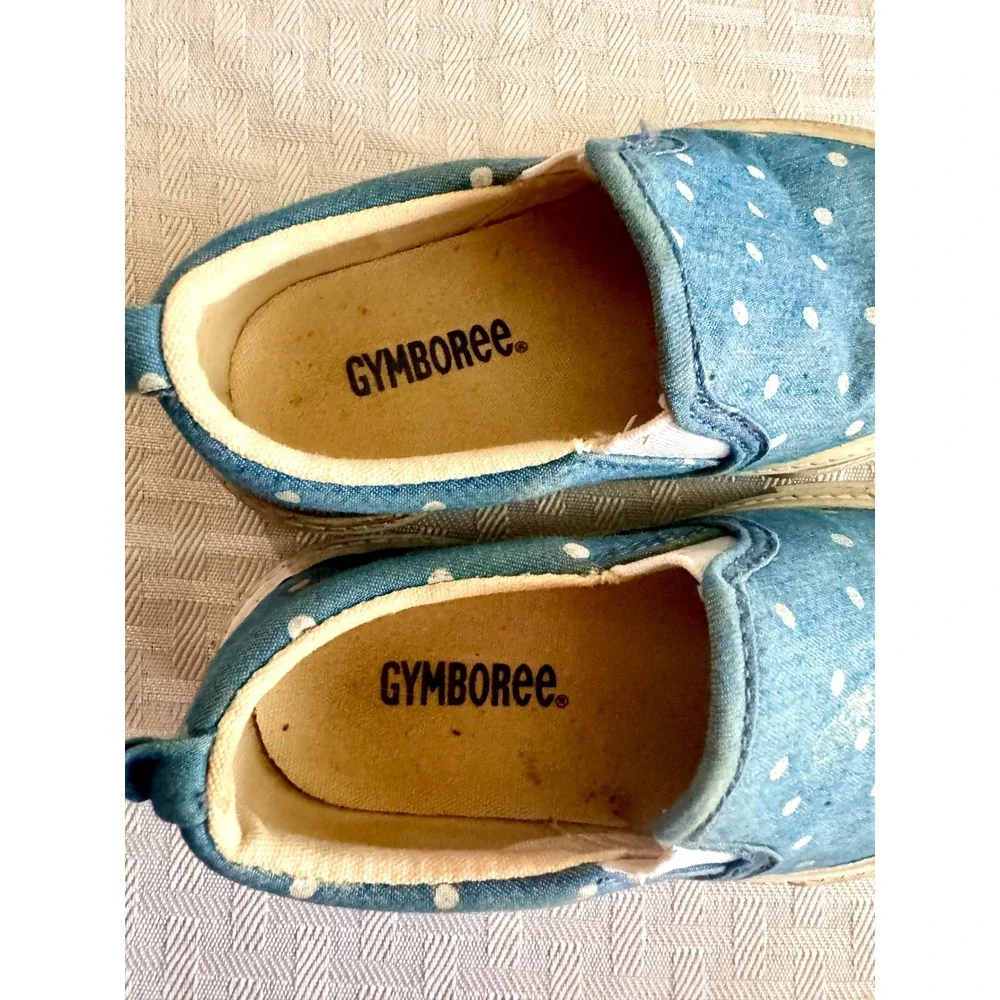 Gymboree Toddler Girls Blue Polka Dot Denim Slip‎ On Sneakers Size 6 140164065